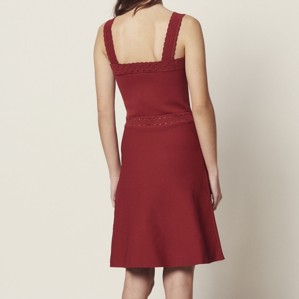 Sandro Alyson Terracotta Stretchy Knit Dress with Straps Size 40 US 8 - Picture 2 of 9